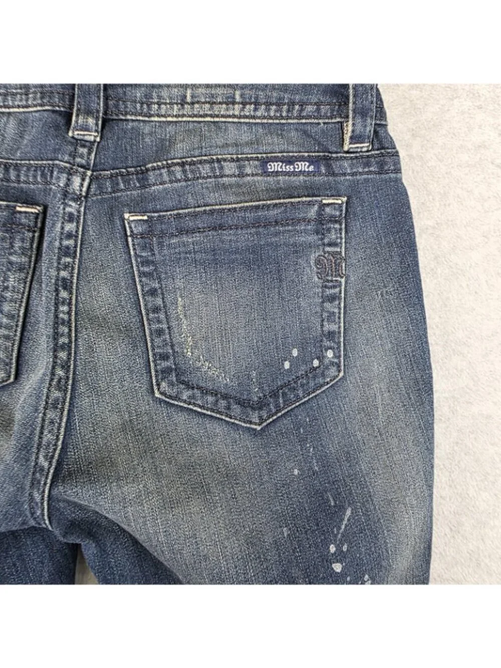 Miss Me Skinny Jeans Womens 31 Blue Medium Wash Distressed Mid Rise 31x30